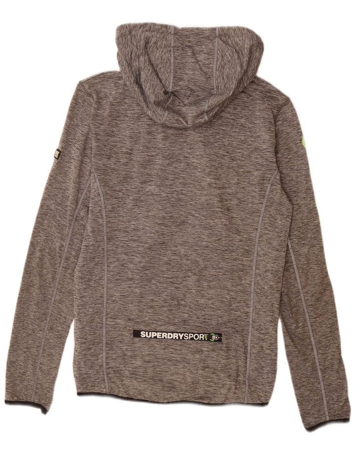 SUPERDRY Pull à capuche zippé graphique coupe athlétique pour femme UK 12 Gris moyen
