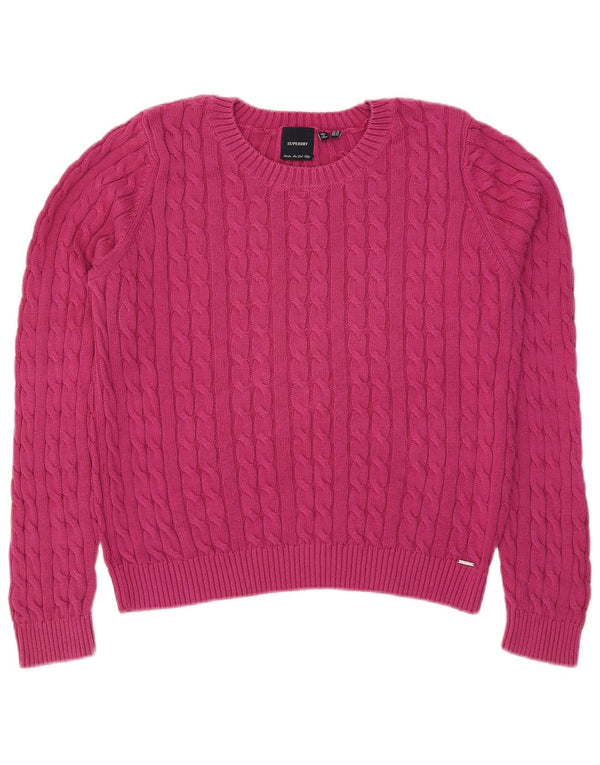 Superdry Pull à col bateau pour femme UK 16 Large Rose Coton