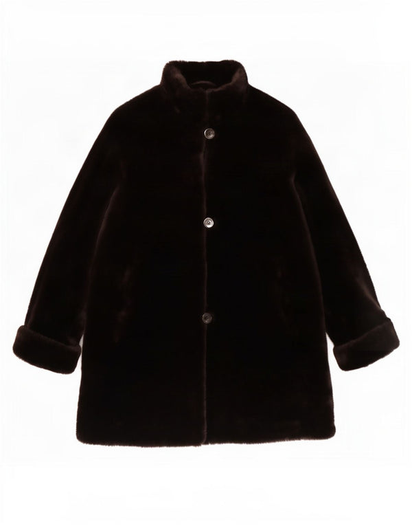 Basler Manteau surdimensionné en fausse fourrure pour femme UK 10 Petit acrylique marron