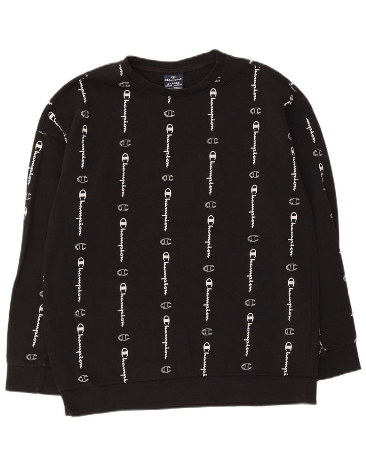 Champion Sweat-Shirt Graphique Garçon 13-14 Ans XL Noir Coton