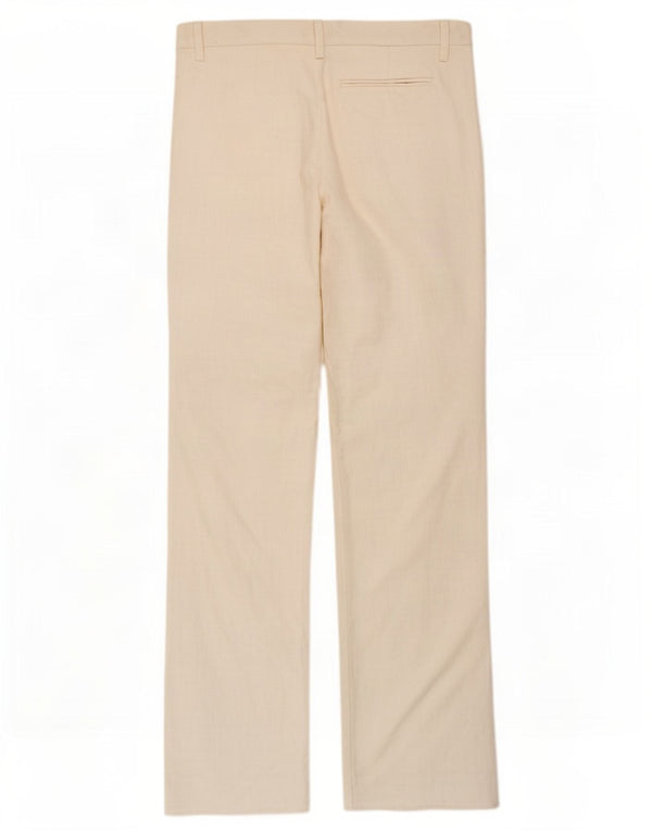 Zara Pantalon décontracté à jambe large pour femme EU 42 Large W32 L31 Coton blanc
