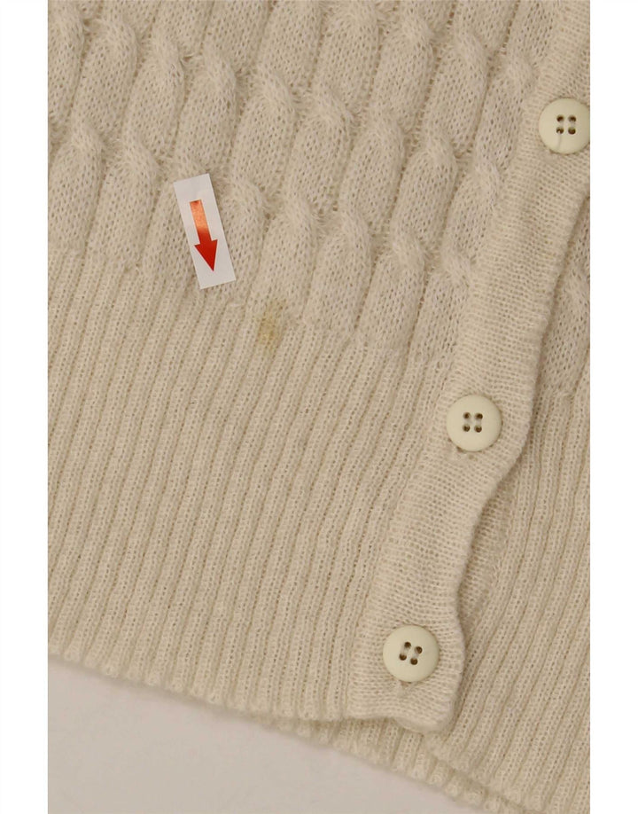 vintage Femme Cardigan Pull UK 10 Petit Blanc