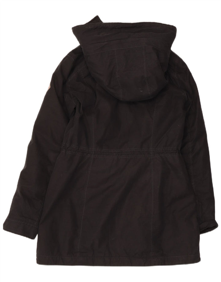 HOLLISTER Parka à capuche pour femme UK 14 Medium Noir Polyester