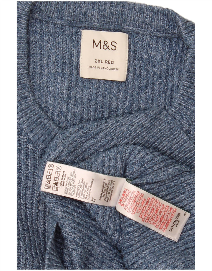 Marks & Spencer Pull à col rond pour homme 2XL en polyamide moucheté bleu