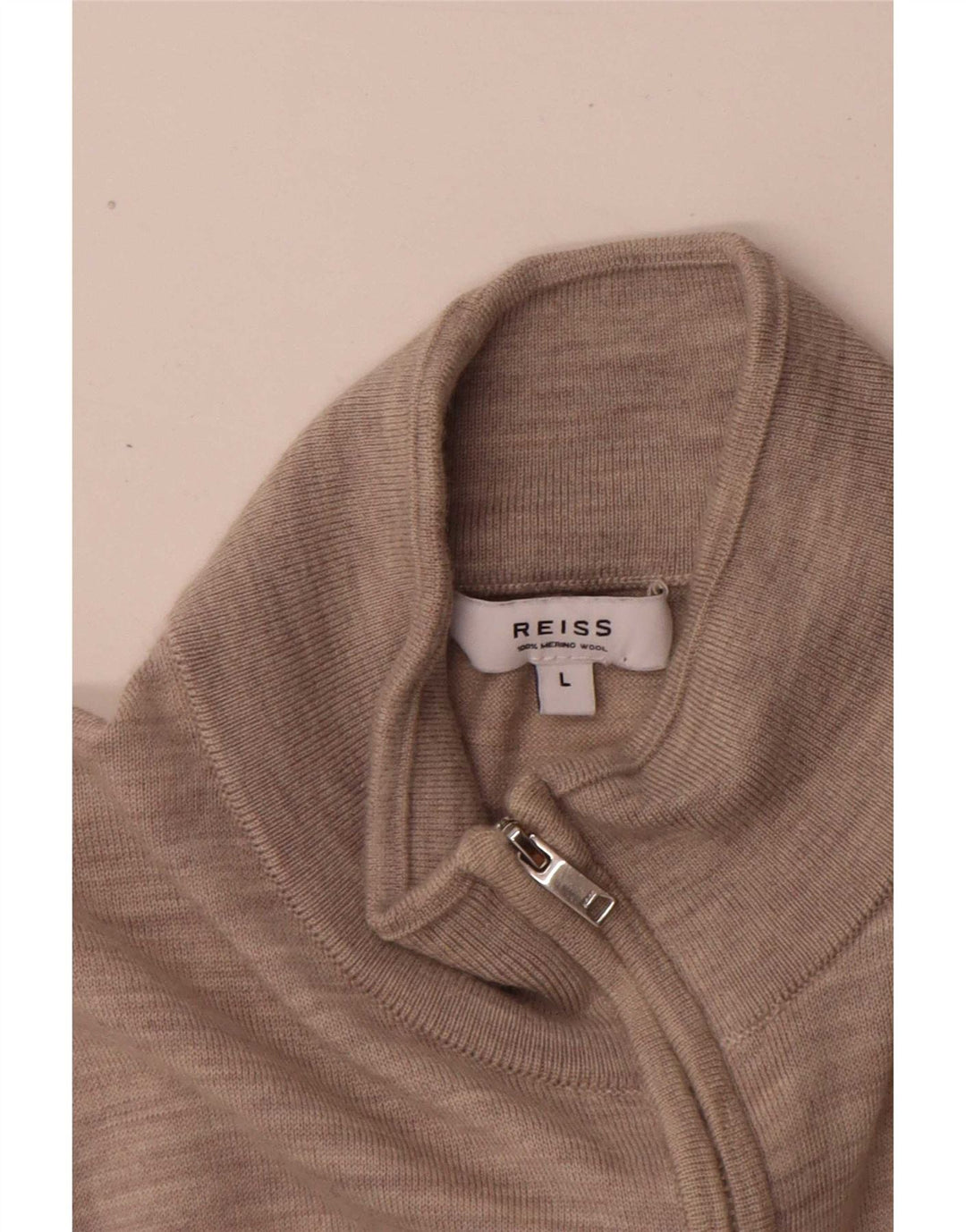 Reiss Pull à col zippé pour homme en laine mouchetée gris moyen