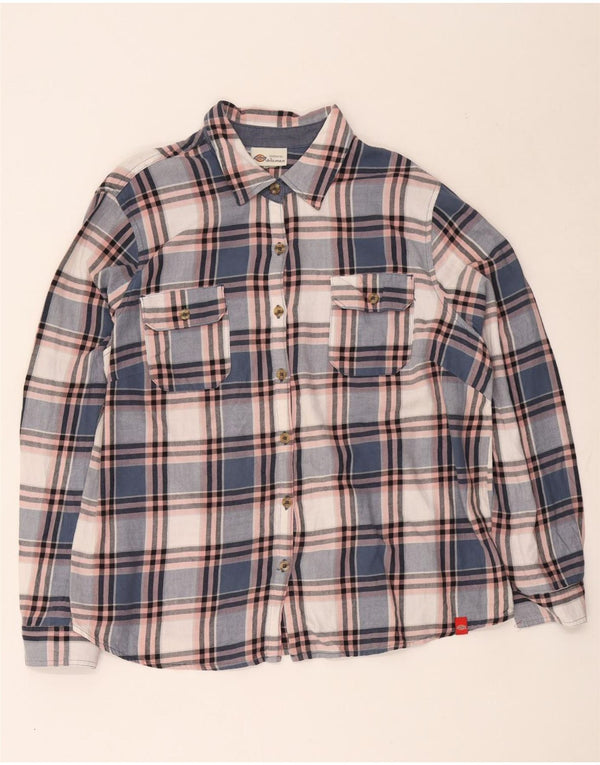 Dickies Chemise ample en flanelle pour femme UK 16 Grand carreaux bleus en coton