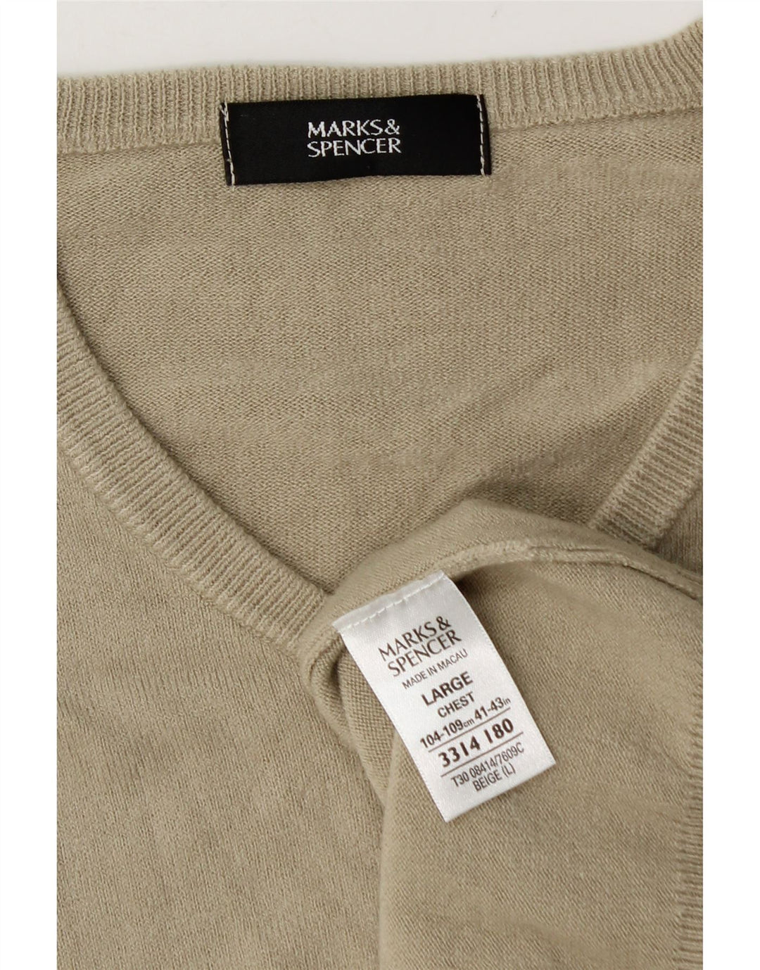 Marks & Spencer Pull col V pour homme en acrylique beige Large