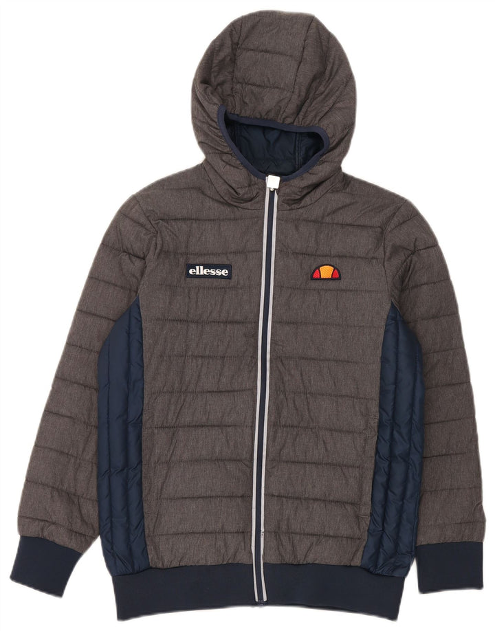 Ellesse Veste matelassée à capuche pour garçon 12-13 ans Gris Colorblock Nylon