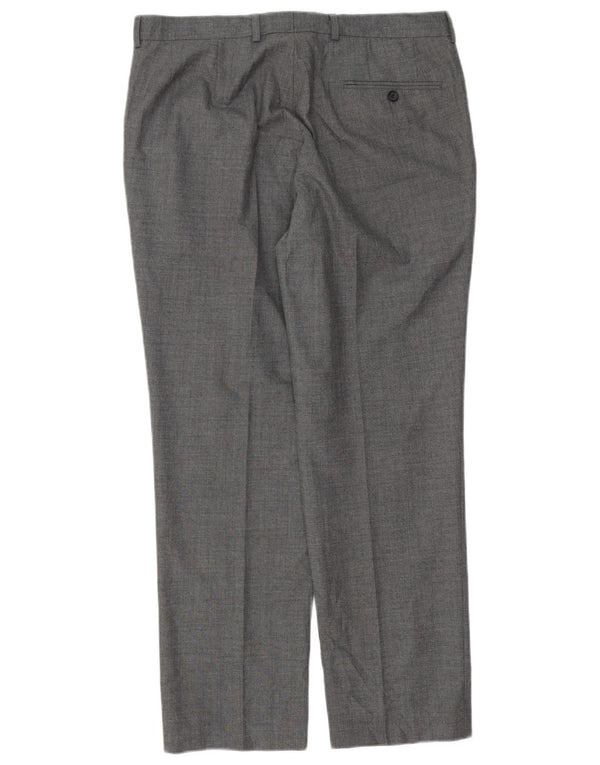 Marks & Spencer Pantalon de Costume Droit Homme W34 L29 Gris Polyester