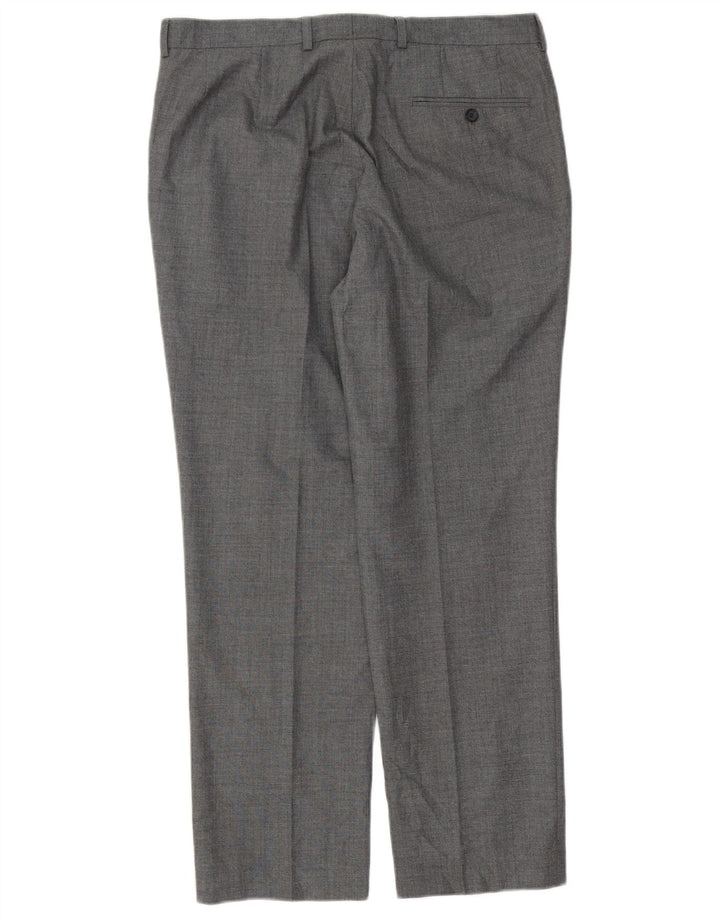 Marks & Spencer Pantalon de Costume Droit Homme W34 L29 Gris Polyester