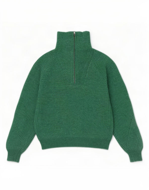 Marks & Spencer Pull à col zippé pour femme UK 16 Large Vert