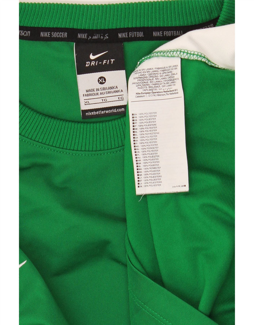 NIKE Haut Dri Fit à manches longues pour homme XL Vert Colorblock Polyester