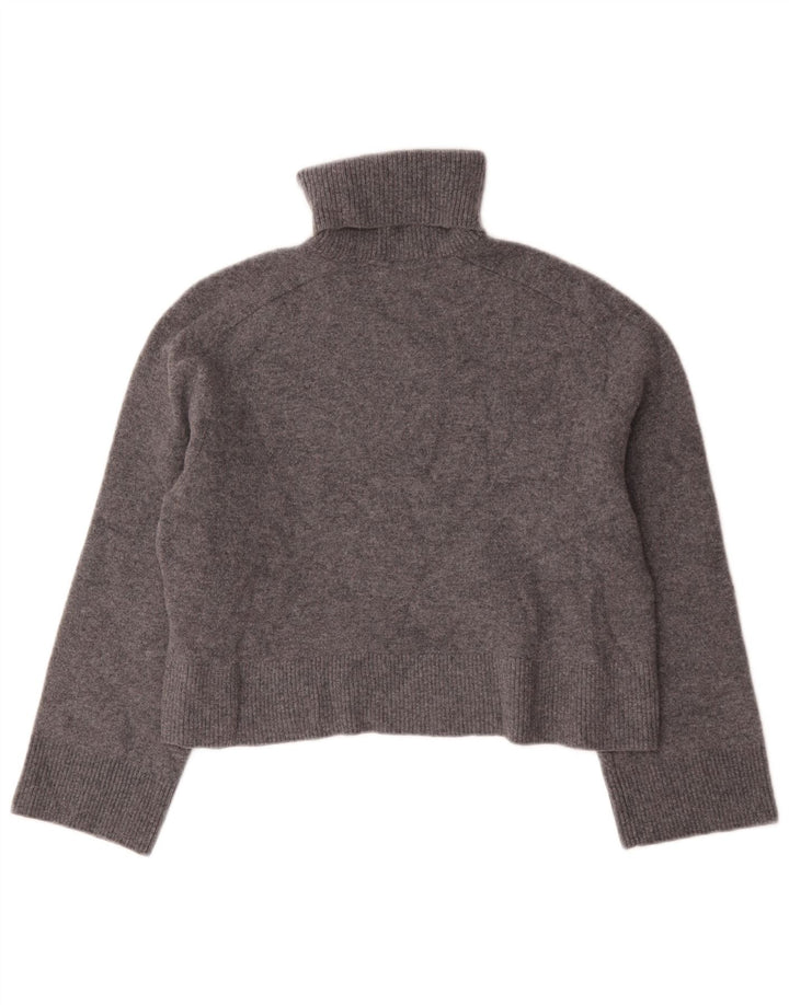 Zara Femme Crop Oversize Col Roulé Pull Pull UK 10 Petite Laine Grise