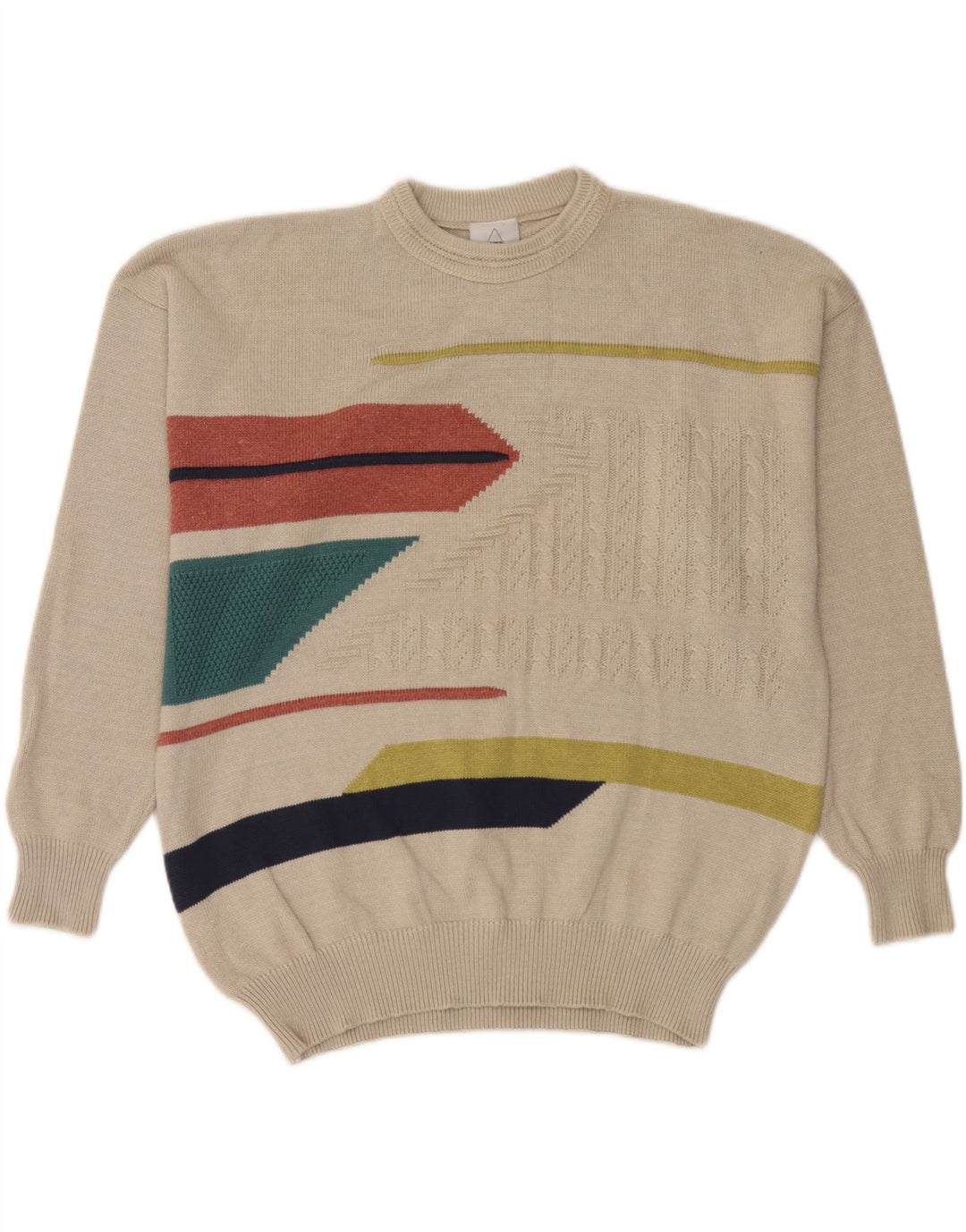 Nouveau Fast Pull col rond homme XL Beige motif géométrique