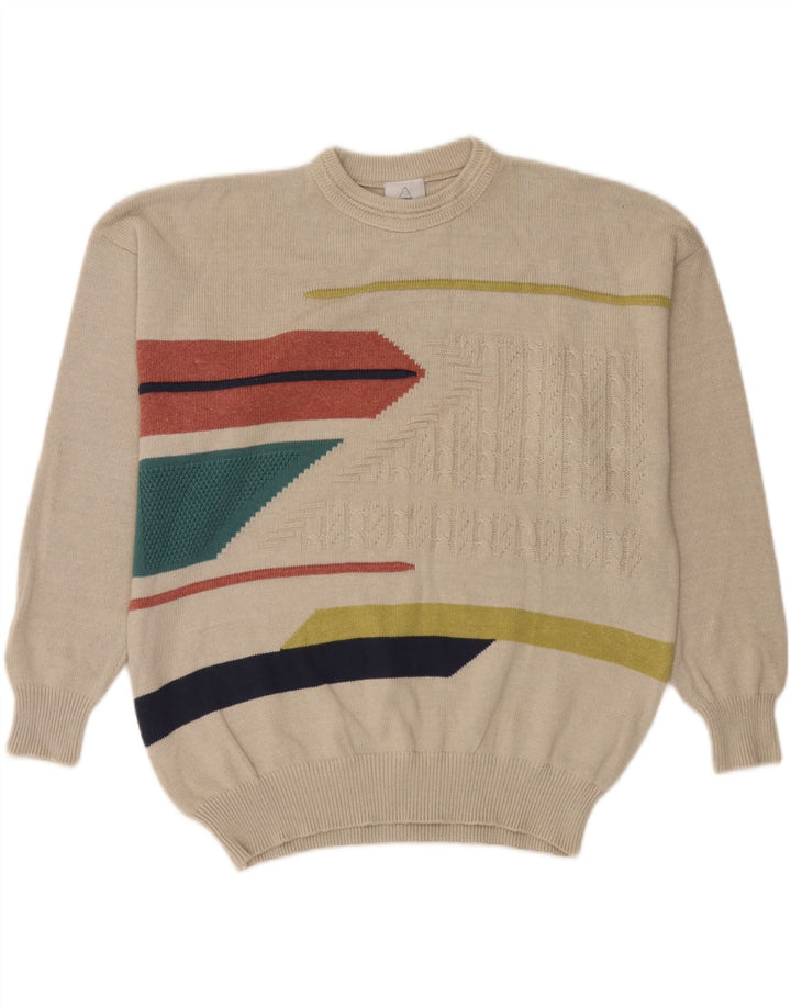 Nouveau Fast Pull col rond homme XL Beige motif géométrique