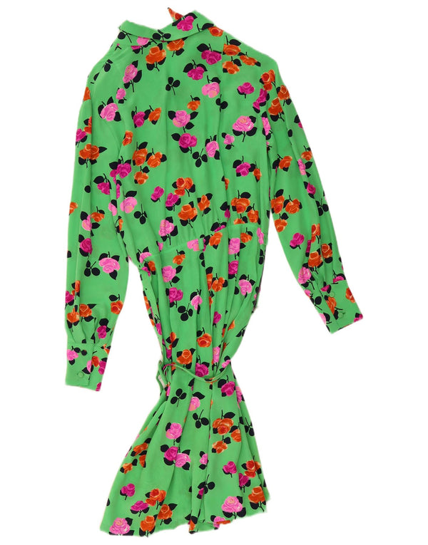 robe chemise à manches longues femme vintage UK 10 Petit Floral Vert