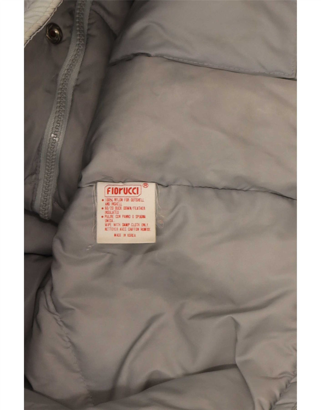 Fiorucci Veste matelassée à capuche pour homme UK 38 Gris moyen Nylon colour block