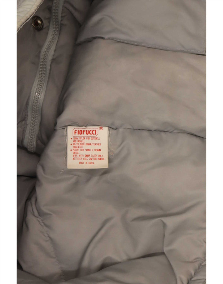 Fiorucci Veste matelassée à capuche pour homme UK 38 Gris moyen Nylon colour block