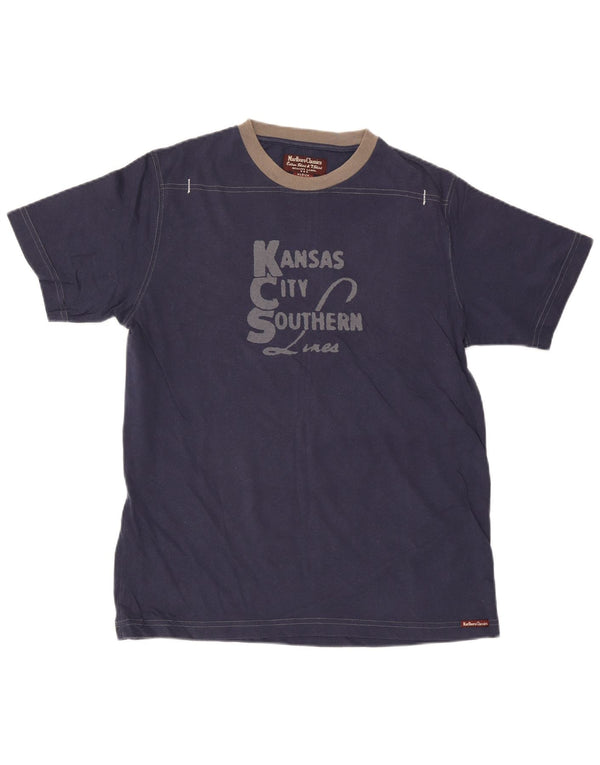 Marlboro Classics T-Shirt Graphique Homme Bleu Marine Moyen Coton