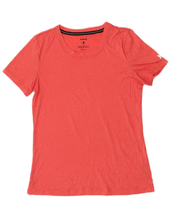 Hurley T-Shirt Femme Top UK 10 Small Orange Moucheté Polyester
