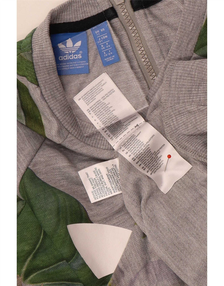 Adidas Sweat-shirt surdimensionné graphique pour femme UK 12 Gris moyen floral