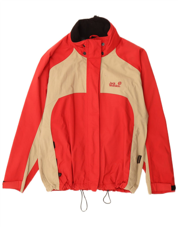 Jack Wolfskin Veste de pluie coupe ample pour femme UK 12 Rouge moyen Colourblock