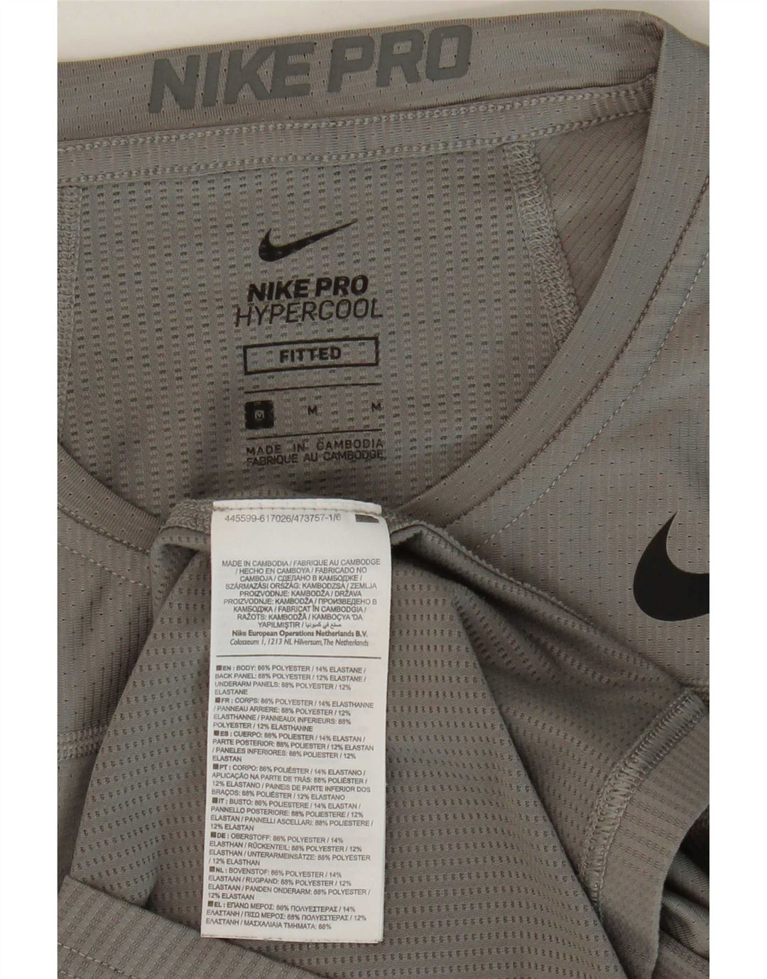Nike Homme T-Shirt Ajusté Haut Gris Moyen Polyester
