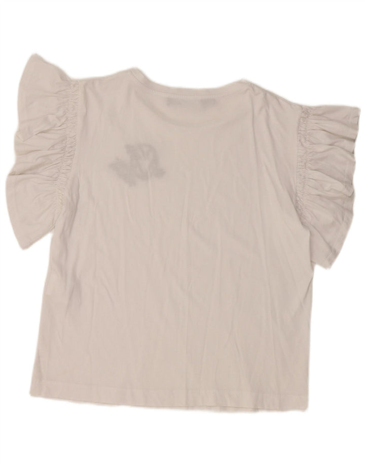MOSCHINO Femme Blouse Graphique Top IT 44 Coton Blanc Moyen