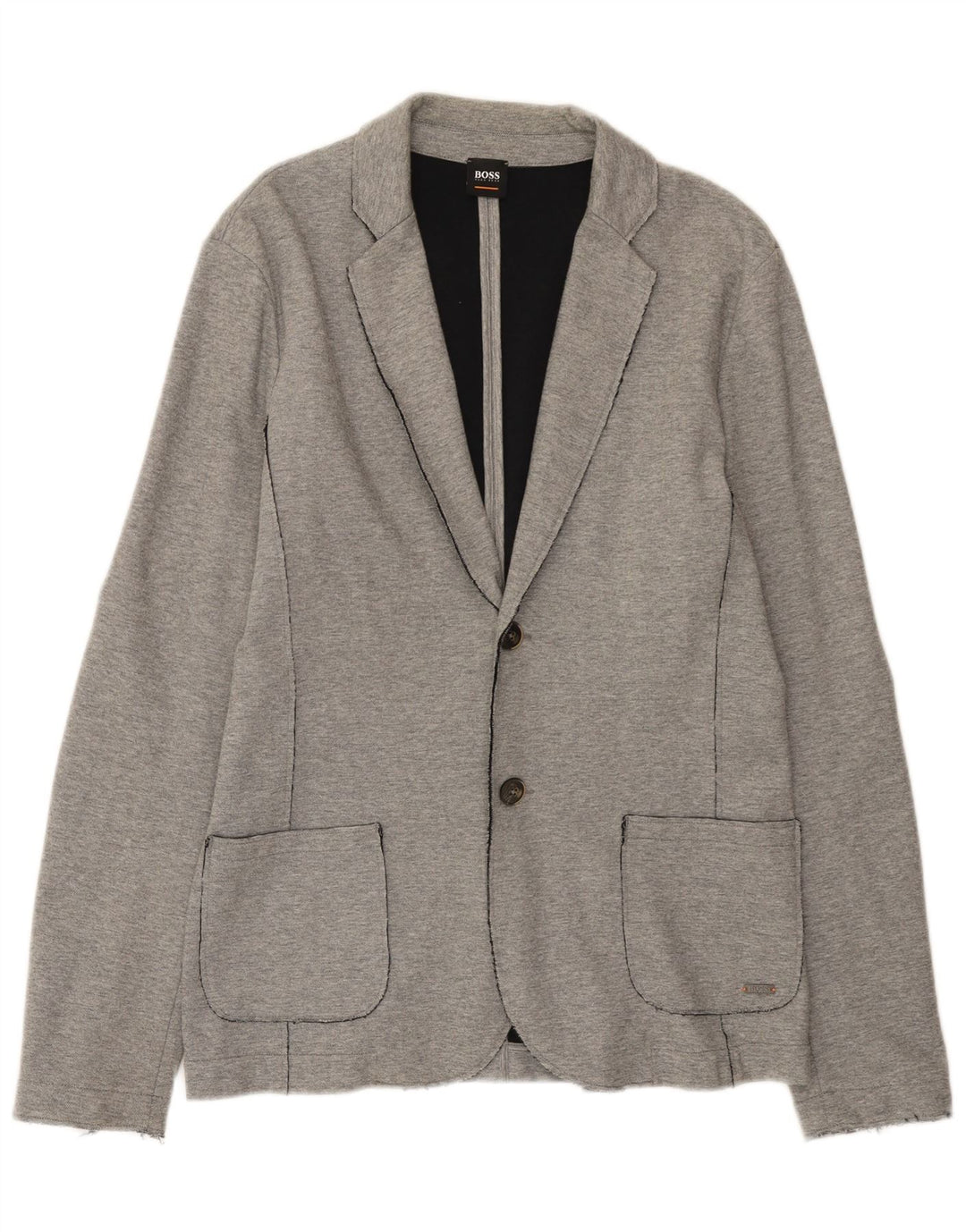 Hugo Boss Veste blazer à 2 boutons pour homme UK 40 Large Gris Coton