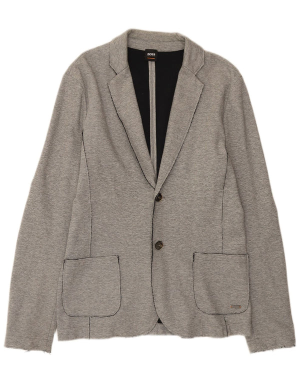 Hugo Boss Veste blazer à 2 boutons pour homme UK 40 Large Gris Coton