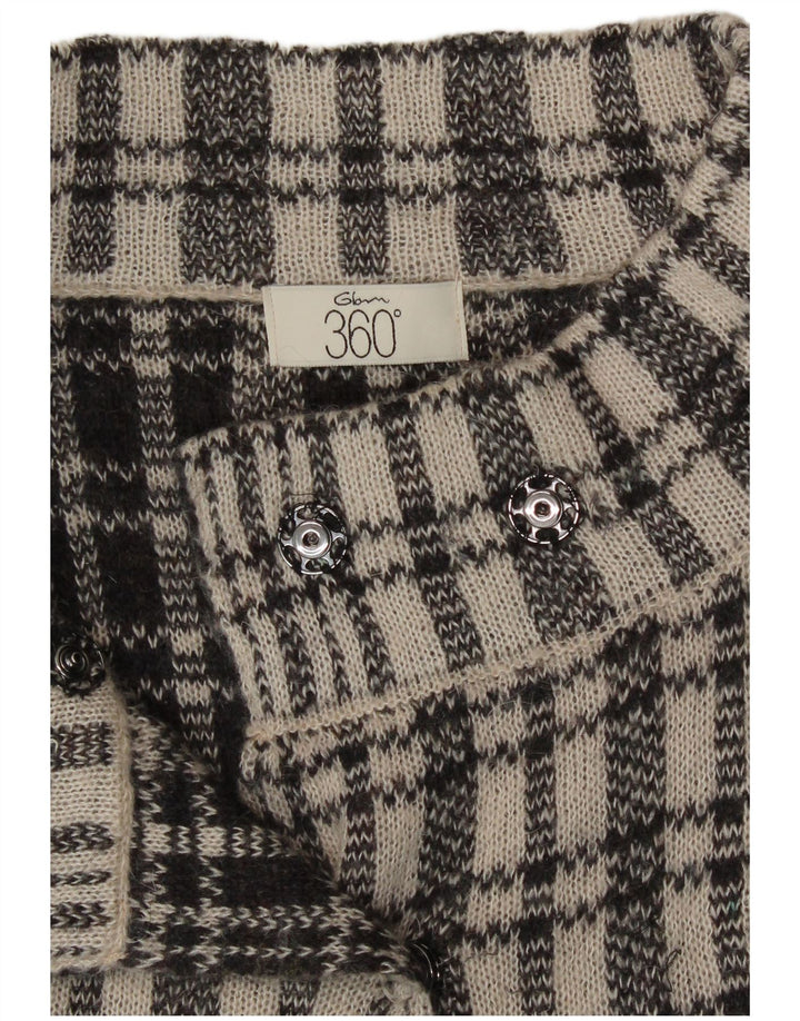 vintage Femmes 3/4 Manches Cardigan Pull UK 12 Medium Blue Check