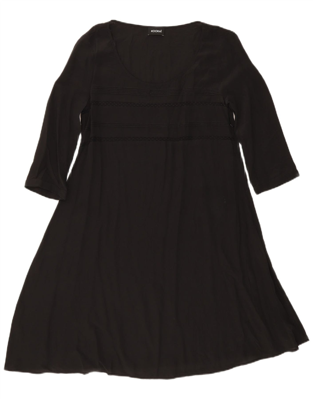 Kookai Robe trapèze à manches longues pour femme UK 12 Noir moyen