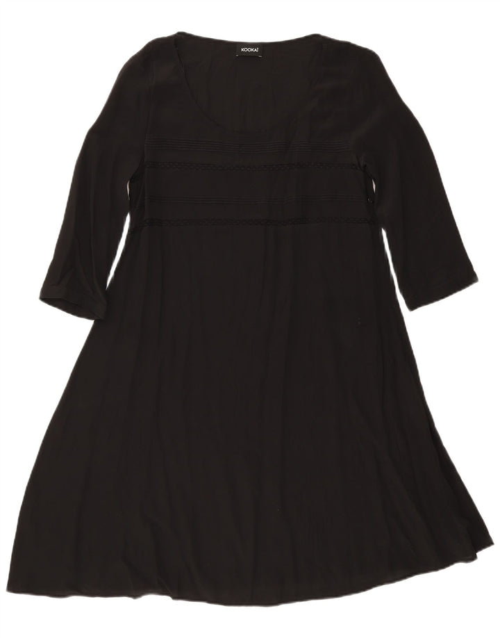 Kookai Robe trapèze à manches longues pour femme UK 12 Noir moyen