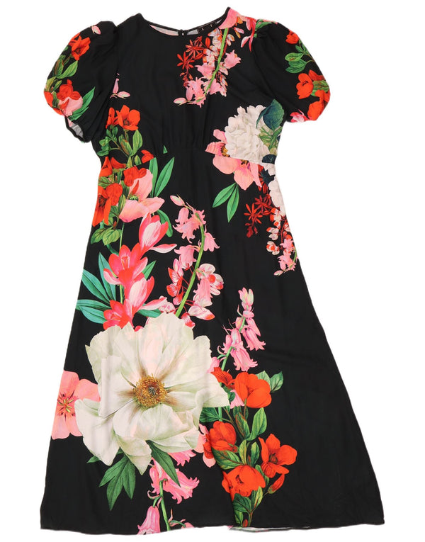 Lipsy Robe longue pour femme UK 46 Large Noir Floral Polyester