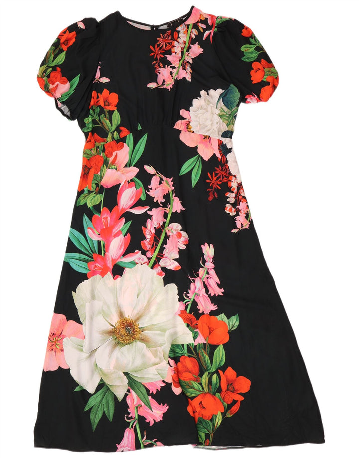 Lipsy Robe longue pour femme UK 46 Large Noir Floral Polyester