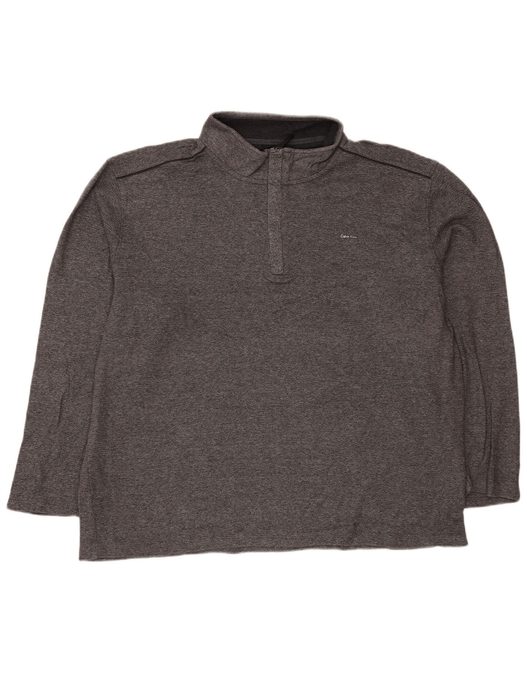 Calvin Klein Haut à col zippé à manches longues pour homme 2XL Gris chiné en coton