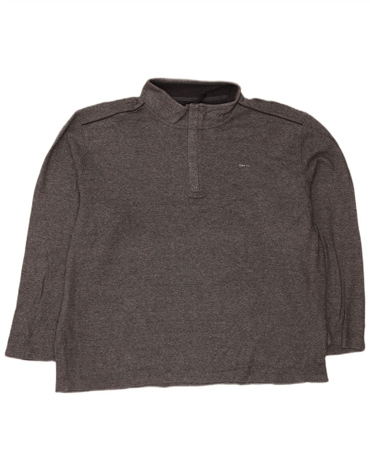 Calvin Klein Haut à col zippé à manches longues pour homme 2XL Gris chiné en coton