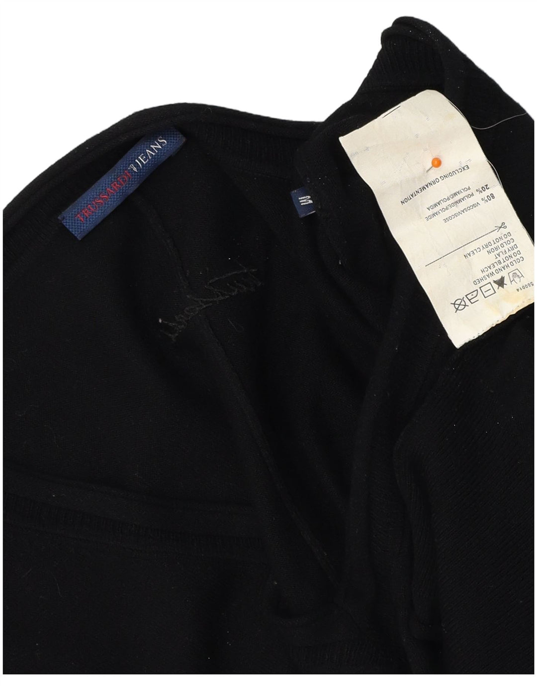 TRUSSARDI JEANS Pull Poncho Femme UK 14 Medium Noir Viscose