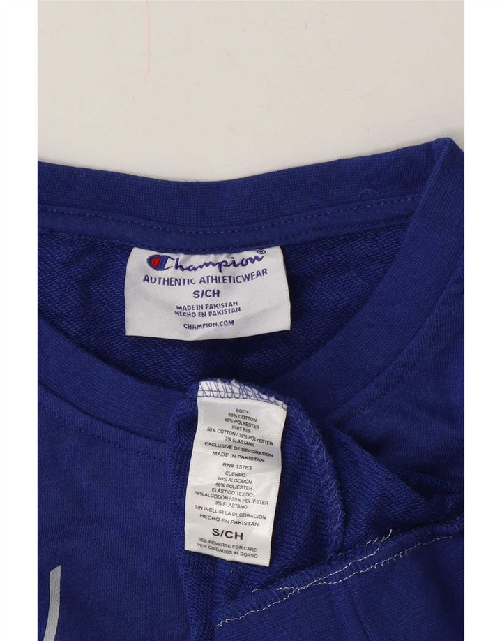 Champion Sweat-shirt surdimensionné graphique pour femme UK 10 petit coton bleu