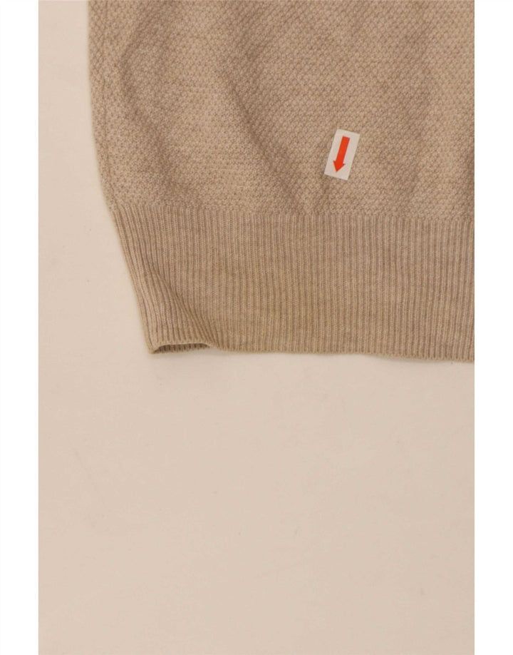 Massimo Dutti Pull Col Zippé Homme Coton Beige Moyen