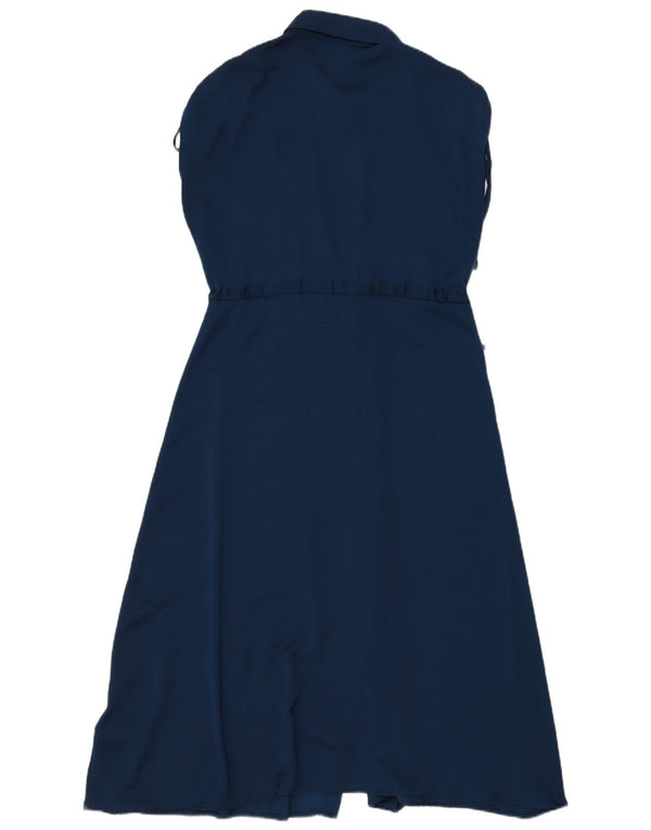 Dkny Robe chemise à manches courtes pour femme US 10 Large Bleu marine Polyester
