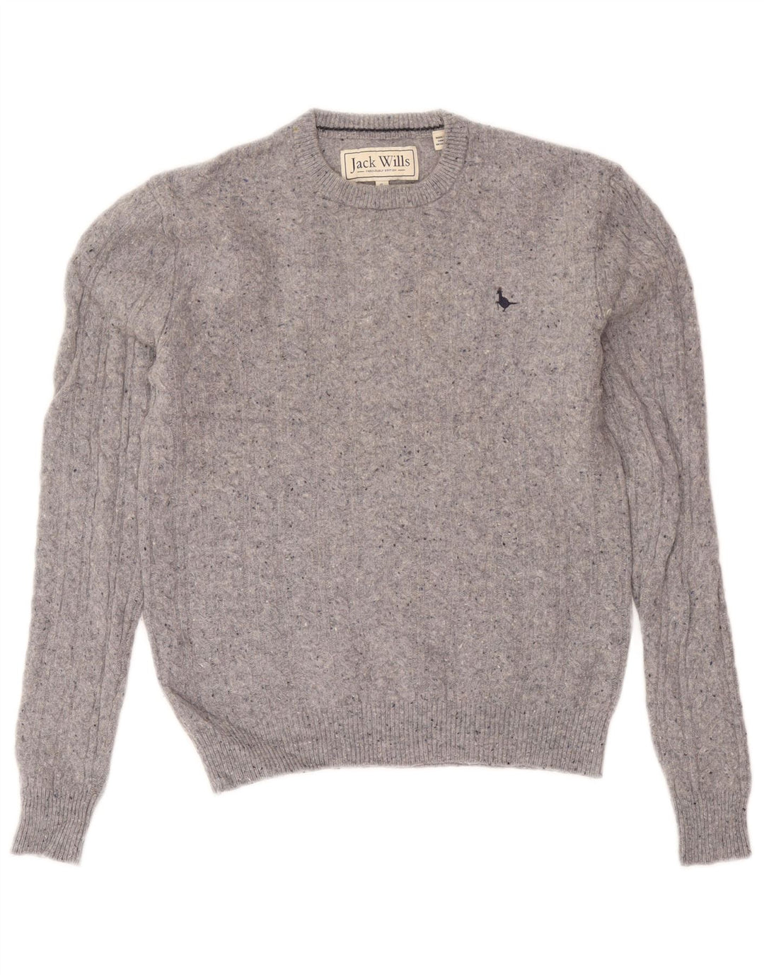 Jack Wills Pull à col rond pour homme en laine mouchetée gris petit