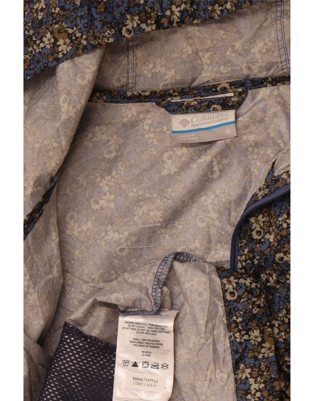 COLUMBIA Veste de pluie à capuche pour femme UK 14 Medium Multicolore Floral