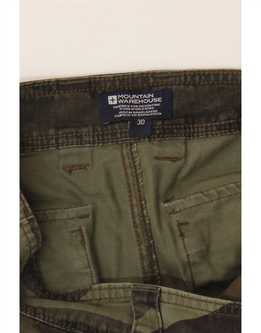 Mountain Warehouse Short cargo W30 en coton camouflage vert moyen pour homme
