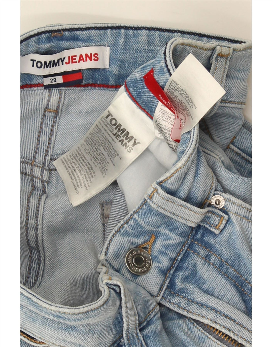 TOMMY HILFIGER Short En Jean Femme W28 Bleu Moyen Coton