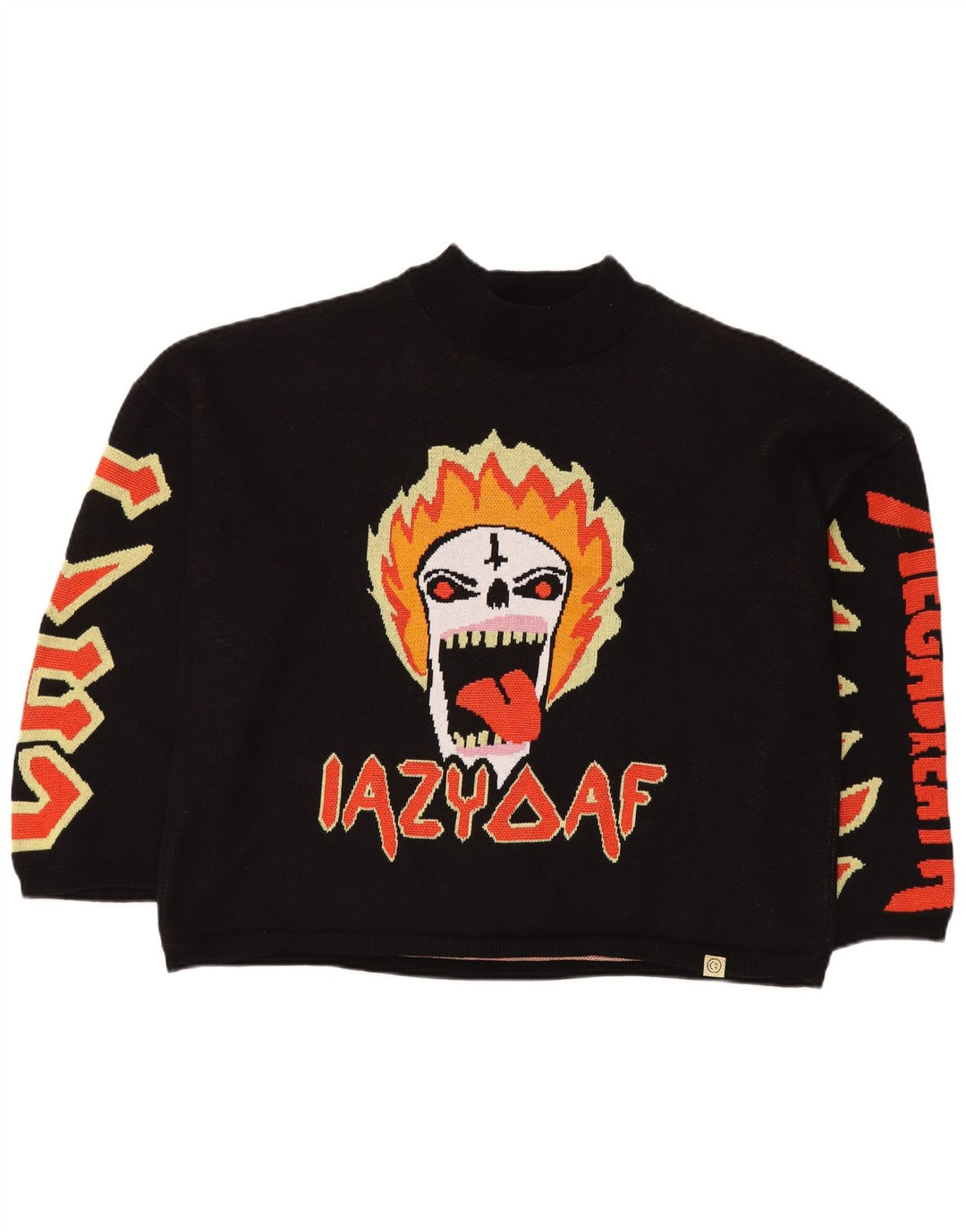 LAZY OAF Pull surdimensionné à col roulé pour homme en coton noir XL