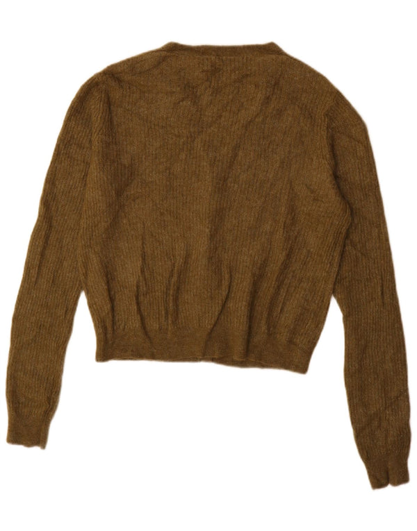 Zara Cardigan Femme Pull UK 16 Large Kaki Polyamide