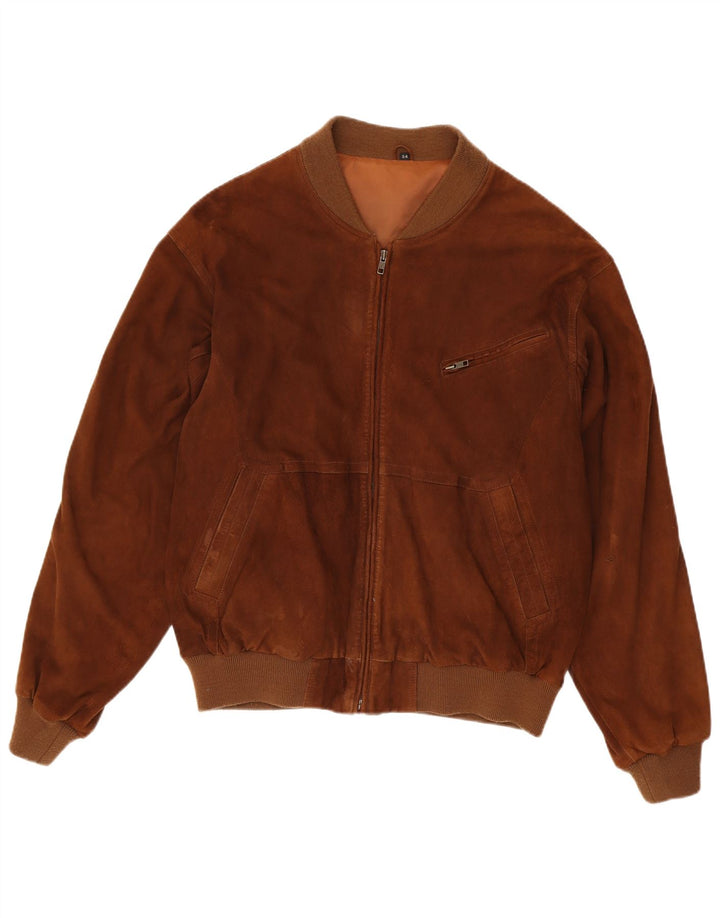 veste en daim homme vintage EU 54 2XL cuir marron