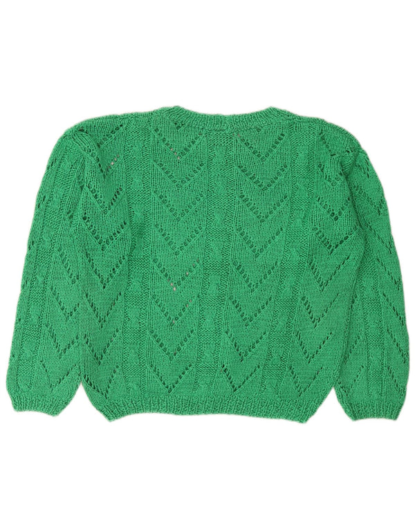vintage Femmes Bateau Cou Jumper Pull UK 14 Vert Moyen
