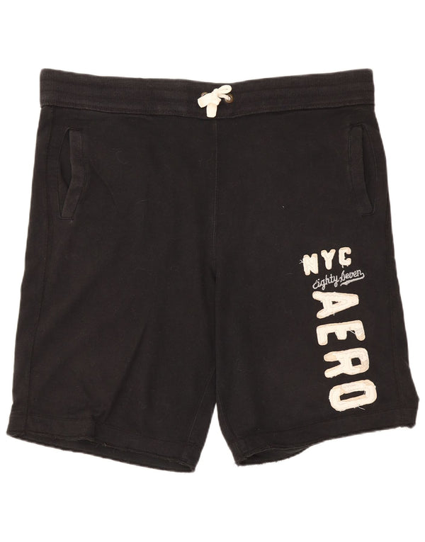 Aeropostale Short de Sport Graphique Homme XL Coton Noir